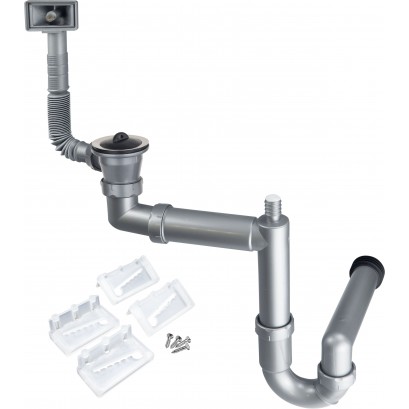 Syfon do zlewozmywaka stalowego nakładanego 1-komorowego - odpływ 2"