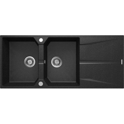 CORIO Zlewozmywak granitowy 2-komorowy z ociekaczem