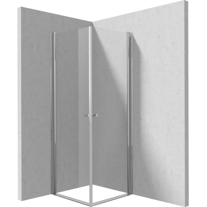 Kabina narożna: podwójne drzwi wahadłowe 90 cm + 80 cm