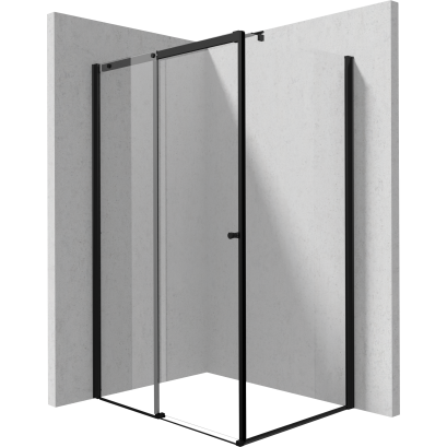 Kabina narożna: drzwi przesuwne 160 cm + ścianka 100 cm