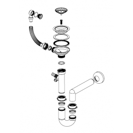 Osprzęt do zlew. granitowych 1-kom. 3,5", bez korka automatycznego