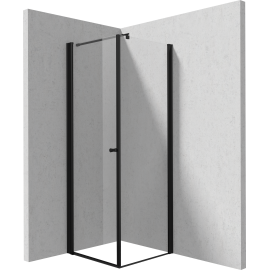 Kabina narożna: ścianka 80 cm + drzwi wahadłowe 70 cm