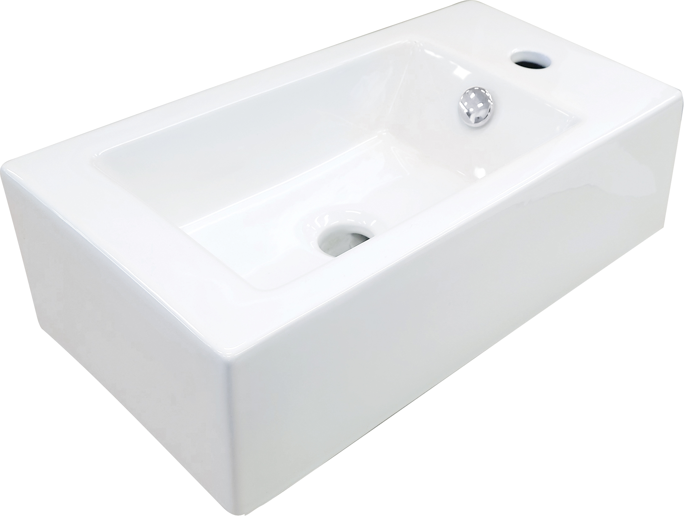 Square - Umywalka ceramiczna nablatowa prawa