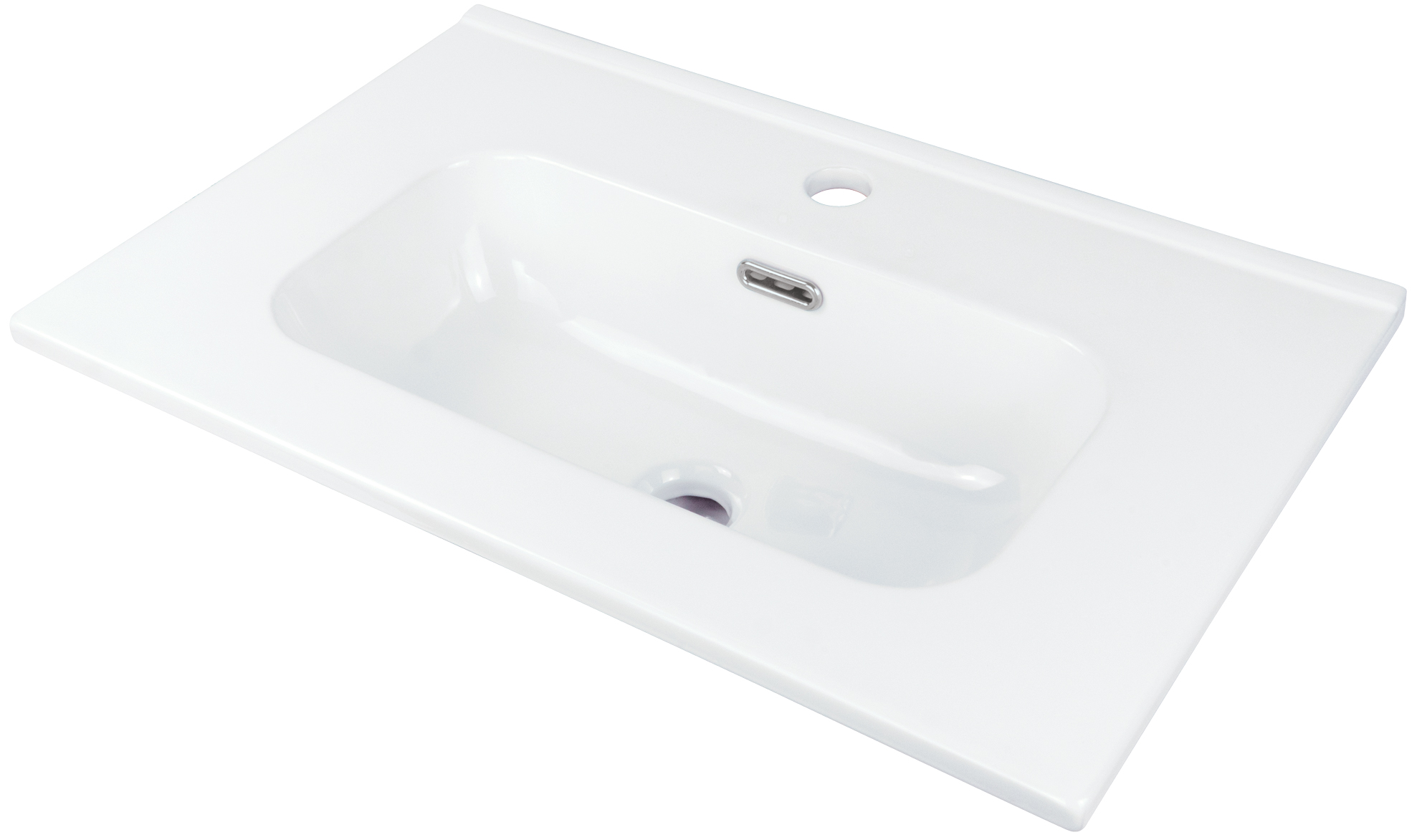 Tubo - Umywalka ceramiczna wpuszczana z miejscem na baterię - 60 cm