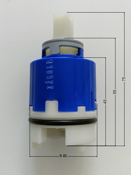 Ceramic cartridge, 40 mm, with temperature limiter - tall