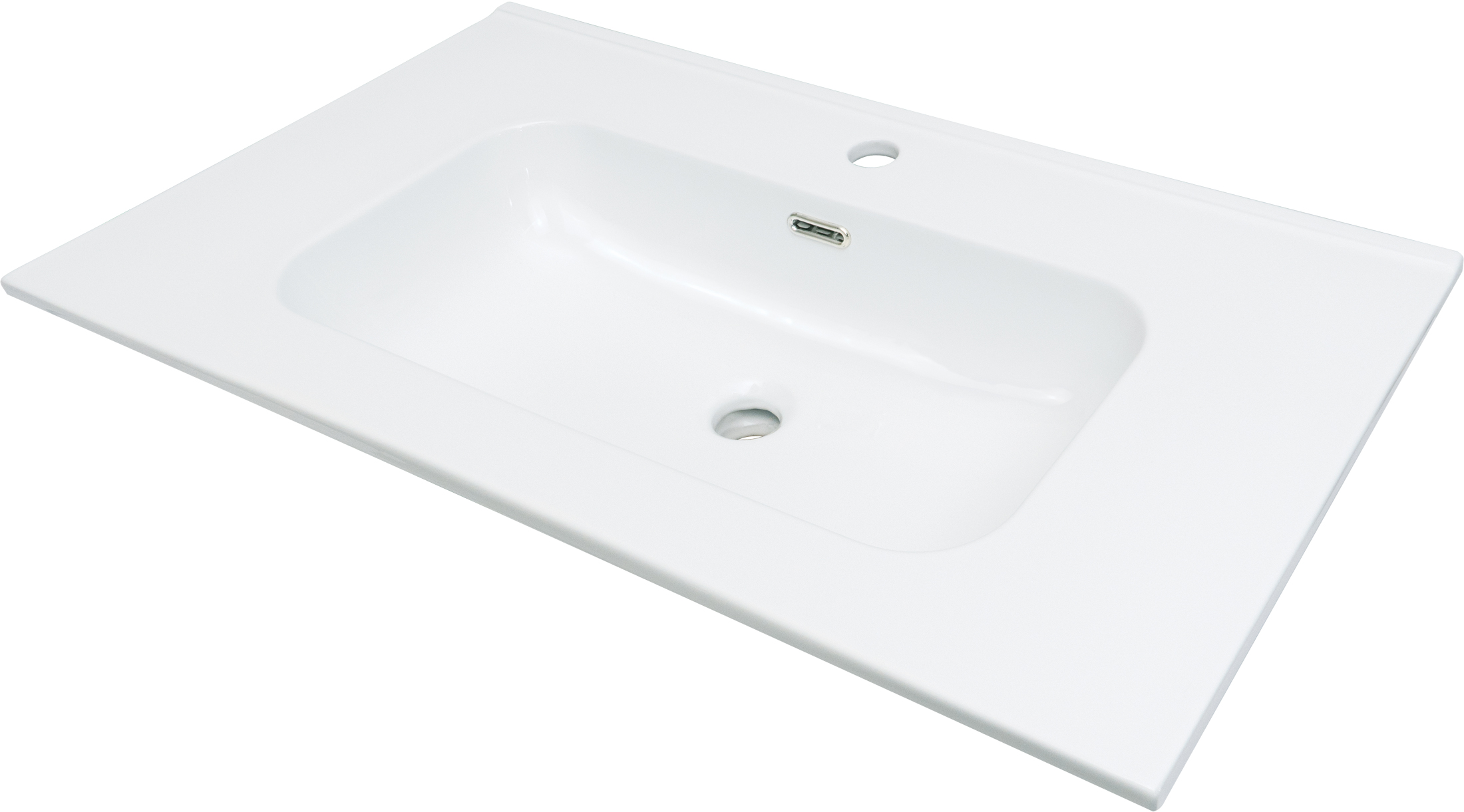 Umywalka ceramiczna wpuszczana z miejscem na baterię - 80 cm