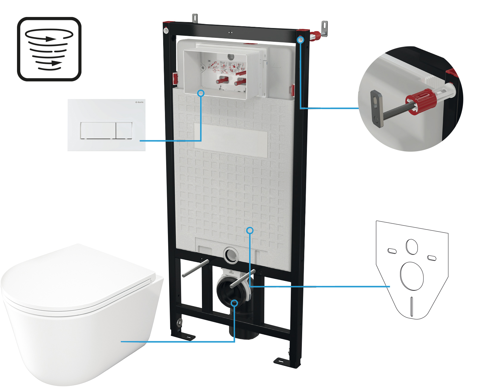 Zestaw WC podtynkowy 6 w 1