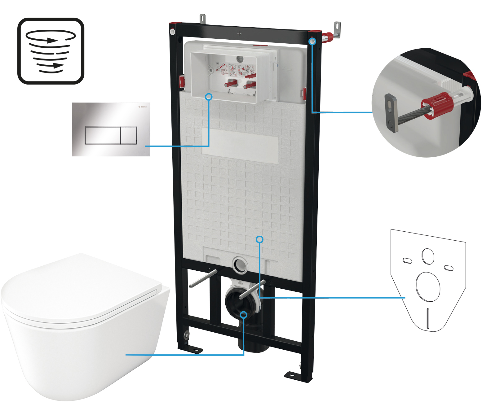 Zestaw WC podtynkowy 6 w 1