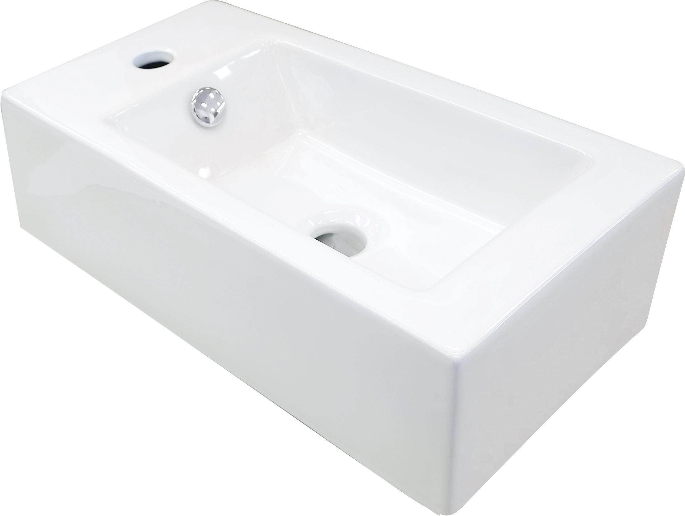 Square - Umywalka ceramiczna nablatowa lewa