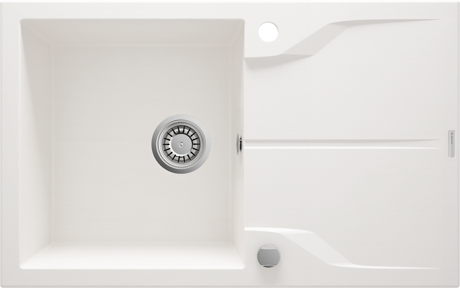 Andante Flush - Zlewozmywak granitowy 1-komorowy z ociekaczem - montowany na równi z blatem